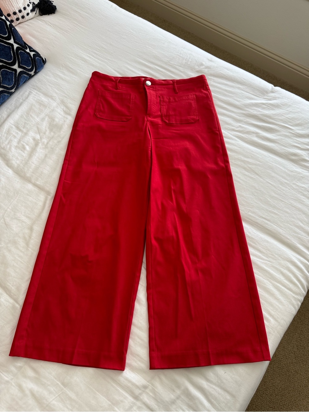 Jules & Leopold Vibrant Red Wide-Leg Pants